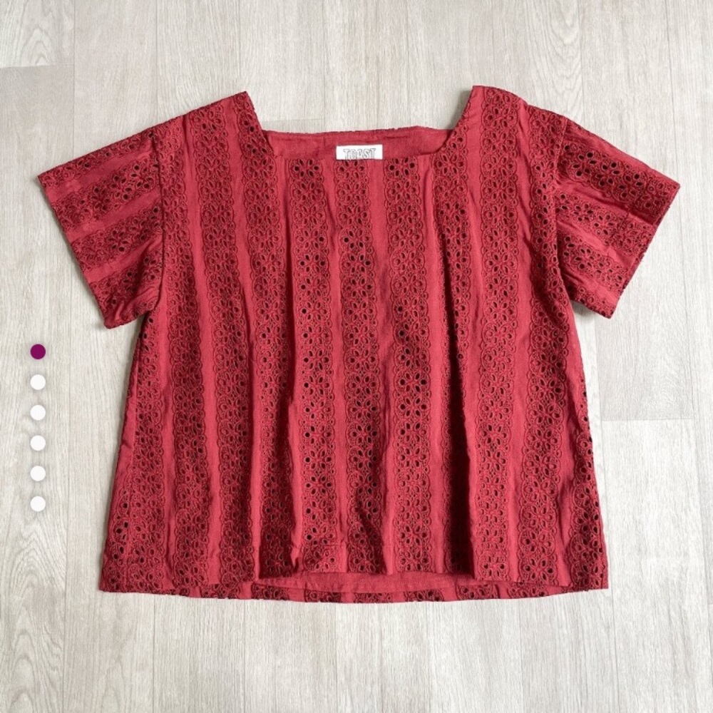 TOAST Eyelet Top Cotton Red Size UK 10 US 6